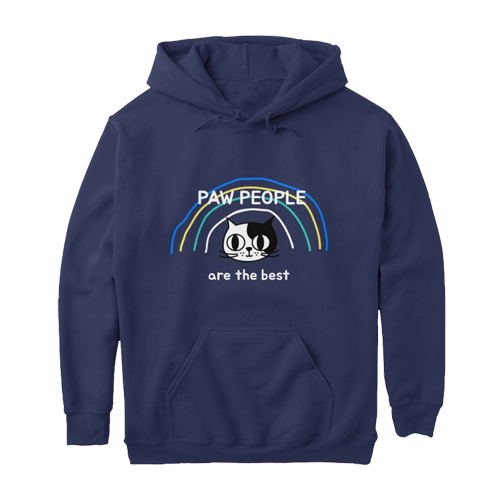 Paw People Are The Best Rainbow Kitty Face classic pullover hoodie